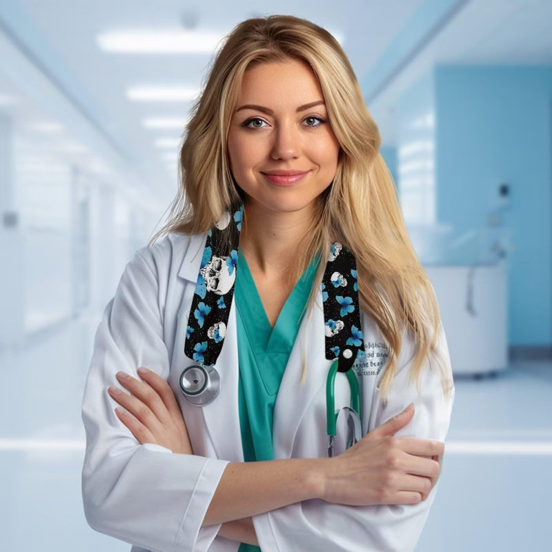 [Australia - AusPower] - Rnyleeg Skull Butterfly Stethoscope Cover Sleeve Scrunchie Stretchy Stethoscope Covers for Nurses Doctors Soft Polyester Washable Stethoscopes Sleeve 