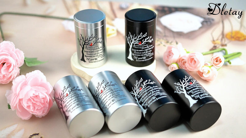 Dletay Small Urns for Human Ashes Memorial Decorative Mini Cremation Urns for Women Men Tree of Life Aluminum Ashes Keepsake Sharing 3.54 Inch Silver Tree-Silver-3.54inch