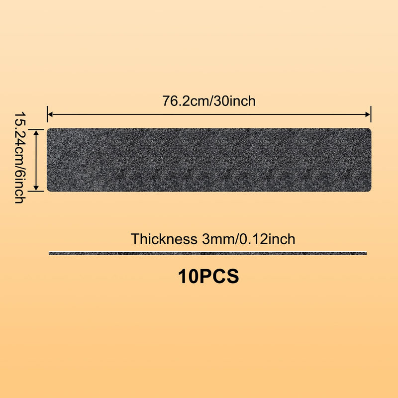 10 Pack Non-Slip Stair Treads for Wooden Steps, 6''x30'' Stair Carpet Treads Outdoor, Peel and Stick Stair Treads, Indoor Stair Runner Mats for Kids Elders & Pets with Reusable Adhesive black 6''x30''