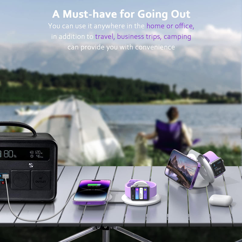 [Australia - AusPower] - UCOMX Nano Mini Magnetic 2 in 1 Wireless Charger,Traveler Wireless Folding Charging Station,Compatible for iPhone 12/13/14/15 Pro Max,AirPods Pro,iWatch Ultra,Travel Charger for Multple Devices White 