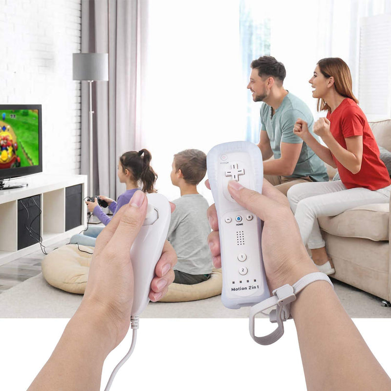 [Australia - AusPower] - Motion Plus Wii Controllers 2Packs with Nunchucks, Wii Remote Controllers Compatible for wii and Wii U with Built in Motion Plus Black&White 