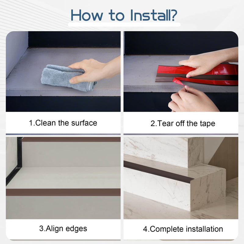 Kikerike Stair Edge Trim (Brown, 3 in x 10 Ft) Brown