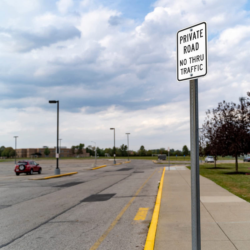 SmartSign 12 x 18 inch "Private Road No Thru Traffic" Metal Sign, 120 mil Aluminum Composite (ACM), Engineer Grade Reflective Material, Black on White, Made in USA Black on White, 12" x 18", 120 mil ACM