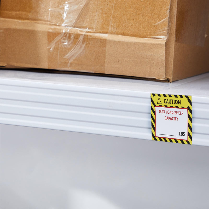 [Australia - AusPower] - Zhanmai 200 Pcs Pallet Rack Capacity Labels 3 x 4 Inches Pallet Racking Caution Max Load Shelf LBS Warning Stickers Bright PVC Industrial Strength Sticker Warehouse Safety Forklift Cross Beam Safety 