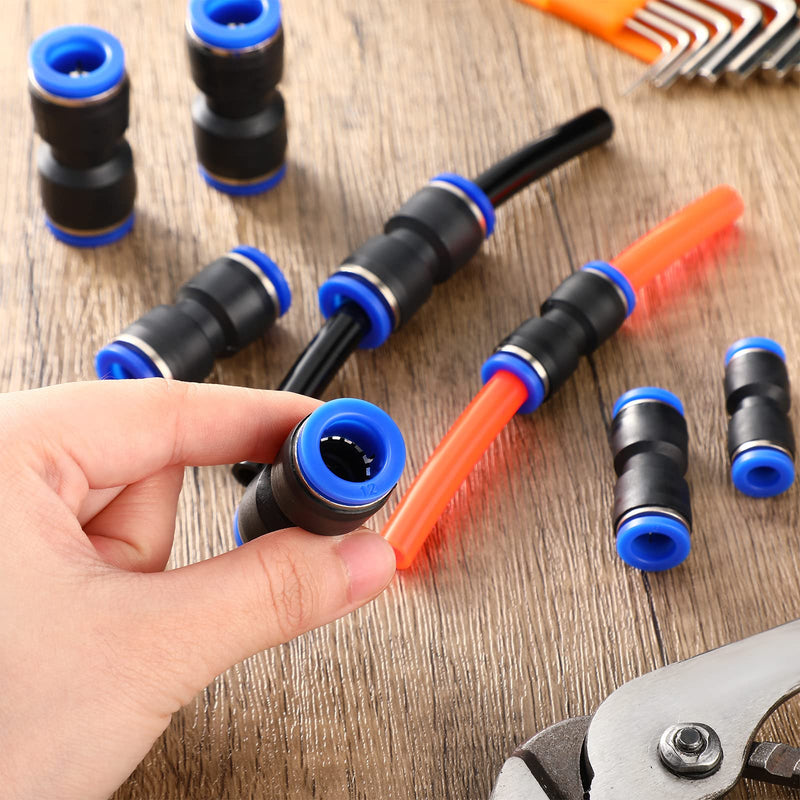 [Australia - AusPower] - 100 Pieces Air Hose Fittings Air Line Fittings Straight Push to link 4 6 8 10 12 mm Quick Release Pneumatic Connectors Plastic Straight Tube Connector Push to Connect Fittings for Tube 