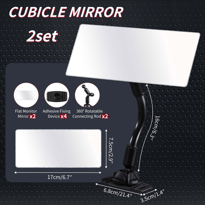 [Australia - AusPower] - Weysat 2 Set Cubicle Mirror for Office Desk Security Cubicle Mirror to See Behind You Fit Protect Personal Privacy Stick on Plane Monitor for Open Office Environment or Anywhere 