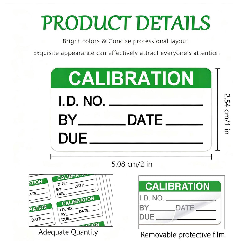 Self Laminating Calibration Labels 2 X 1 Inches - Waterproof Write-on Calibration Stickers with Clear Covers for NIST Calibration, ISO-9000 Calibration 128 Labels Green 2 X 1 Inch