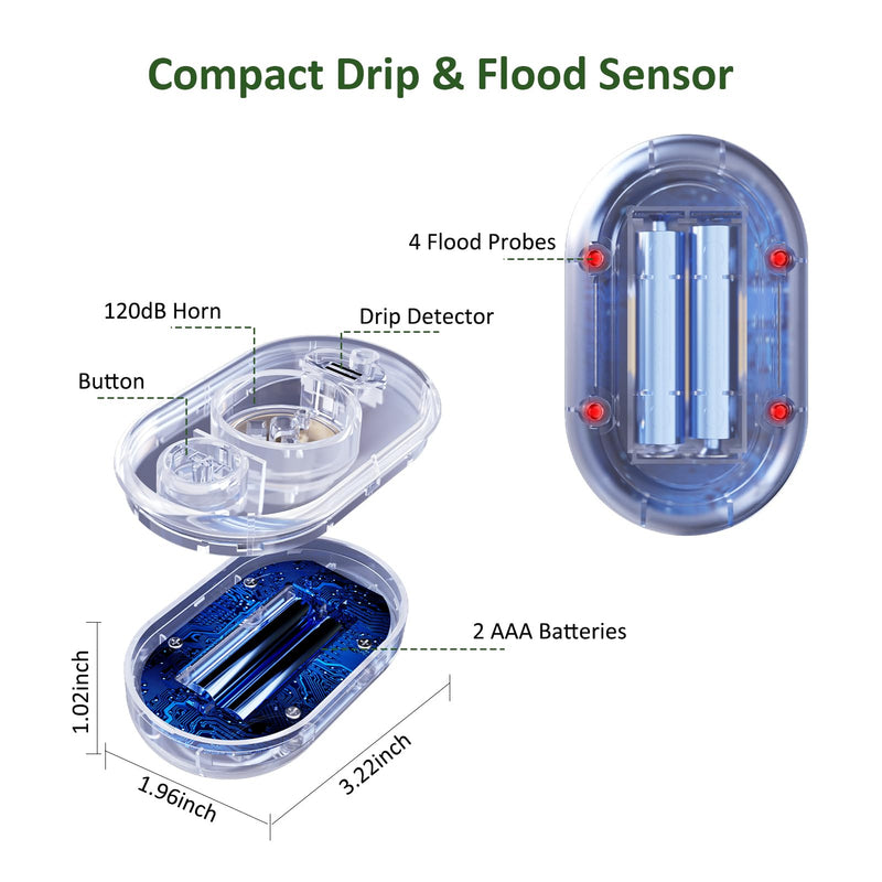 [Australia - AusPower] - 5 Pack WD61 Water Leak Detector for Home, 120dB Water Sensor Alarm for Basement, Leakage Detection Device for Under Sink/Pipe/Drain Drip, Floor Flood in Bathroom/Kitchen/Toilet/Laundry Room, Clear 5 Sensor 