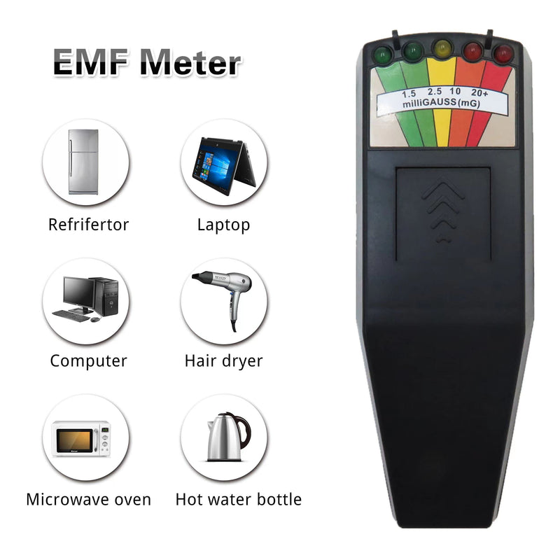 [Australia - AusPower] - Ghost Hunting Paranormal Equipment Handheld 5 LED EMF Meter Magnetic Field Detector for Indoor & Outdoor Inspections 