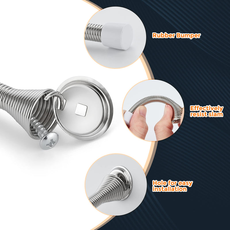 [Australia - AusPower] - Ravinte Door Stoppers, 12 Pack Spring Door Stops with Rubber Bumper, Satin Nickel Door Stoppers for Bottom of Door 