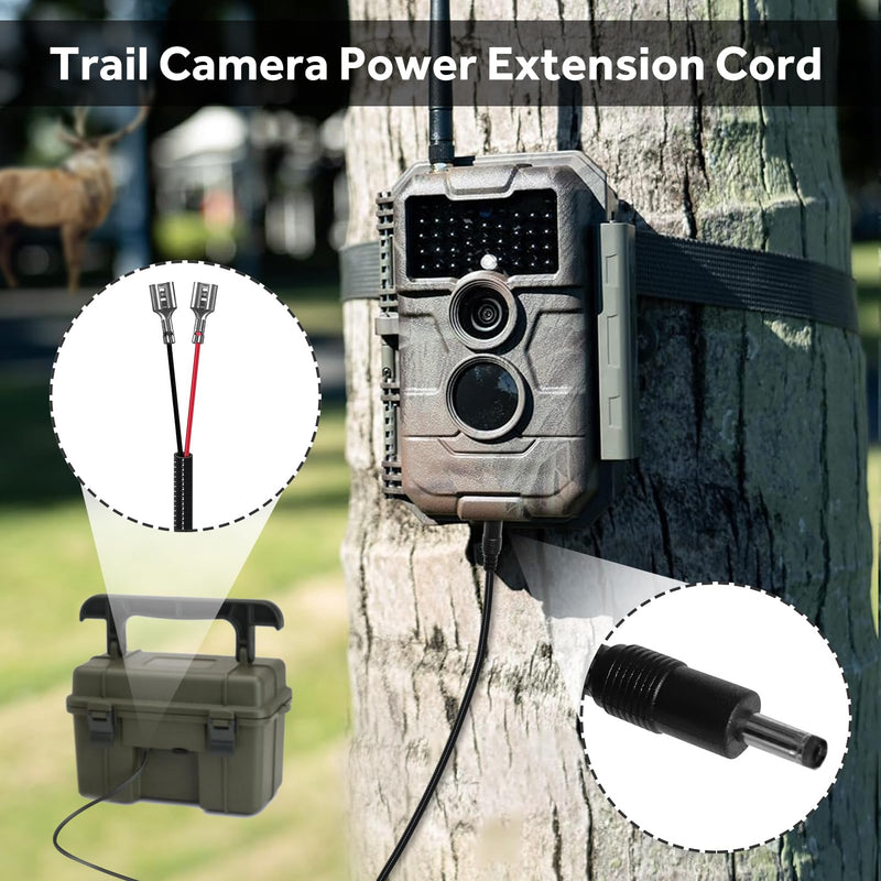 [Australia - AusPower] - Durable Chew-Resistant Power Cable for Trail Cameras, Compatible with Stealth Cam, Spypoint, Moultrie, Browning, Wildgame Innovations, Muddy, Covert WC20, WC30, Black Gate, etc. 5.5x2.1mm DC Plug, 79" 5.5x2.1 mm End-Spade Connector 