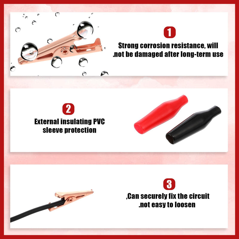 [Australia - AusPower] - Insulated Small Alligator Clips, 20 Pcs Toothless Mini Alligator Clips Electrical Test Clip Soldering Heat Sinks Micro Clip with Smooth Microscopic Tip (Black, Red) 