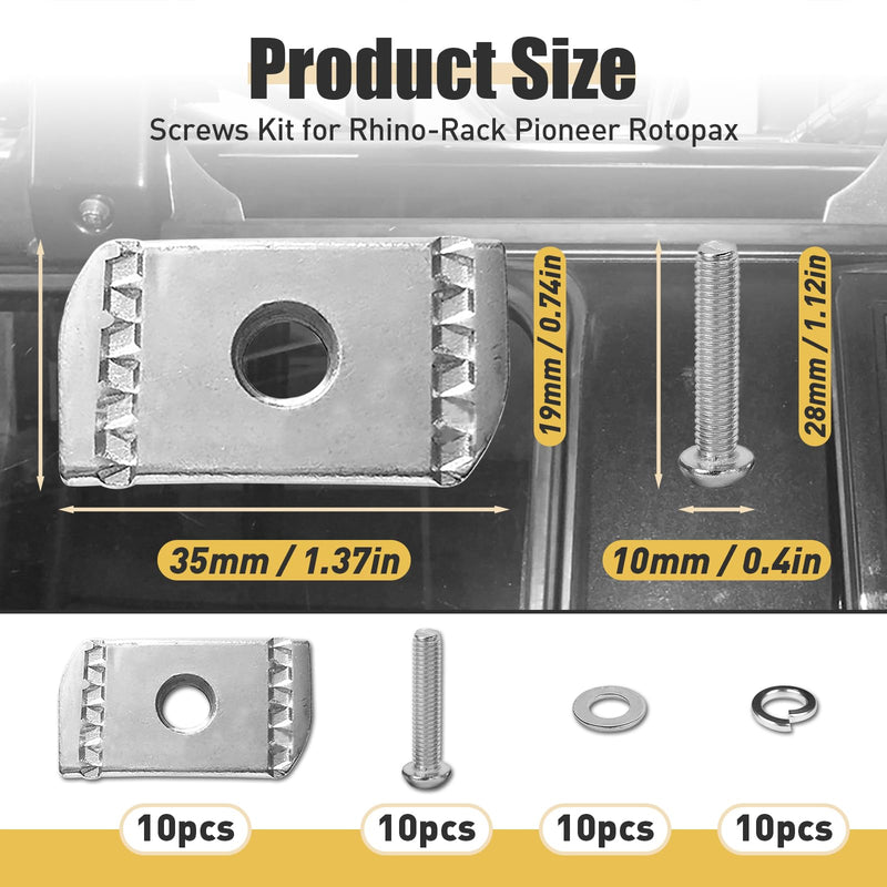 [Australia - AusPower] - 20pcs Screws Kit for Rhino-Rack Pioneer Rotopax, M6 304 Stainless Steel Machine Screws for Rhino Rack Pioneer Rotopax Screws Nut Kit Machine Screws Accessories for Car Bracket 43203 (25mm) 