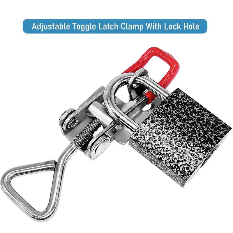[Australia - AusPower] - 4pcs 4001 Toggle Latch Clamp with lockhole, 304 Stainless Steel Adjustable Toggle Latch Smoker Quick Release Pull Latch With 16pcs Screw, 300Lbs Holding Capacity 