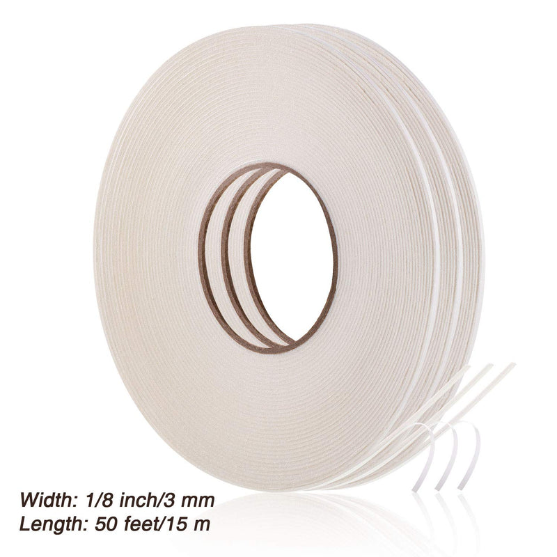 [Australia - AusPower] - 3 Rolls Double Sided Foam Tape PE Roll Double Faced Sponge Adhesive Mounting Tape(1/8 Inch by 50 Feet,White) White 1/8 Inch by 50 Feet 
