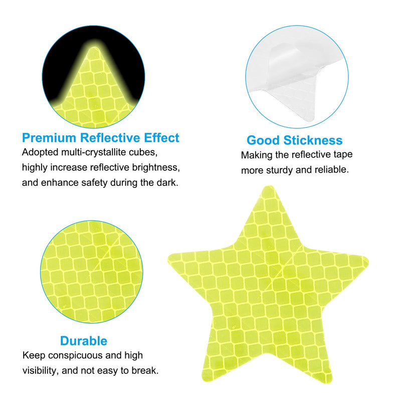 PATIKIL Reflective Stickers, 40 Pack 2.36 x 2.36 Inch Waterproof Adhesive High Visibility Night Caution Warning Star Shape Safety Tape Reflector for Trucks Trailers Cars, Green