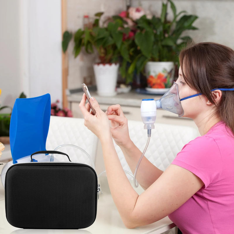 [Australia - AusPower] - Hard Case for Smart Nebulizer,Portable Nebulizer Bag,Desktop Inhaler Nebulizer for Home Travel Use,Medical Case for Inhaler Spacer, Masks, Asthma Accessories Medicine Storage Bag, Black 