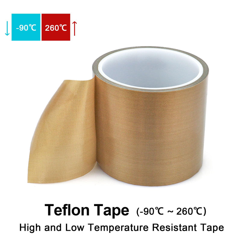 Teflon Glass Cloth Tape, High Temperature PTFE Coated Fiberglass Adhesive Tape for Vacuum Sealer Machine, Hand Impulse Sealers Insulation (3inches x 33feet x 0.18mm) 3inches x 33feet