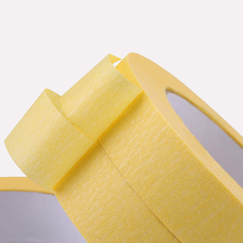 Lichamp 25mm x 50m Yellow Automotive Masking Tape for Painting, Auto Body Masking Tape for Car Detailing, Yellow Painters Tapes 1 inch x 55 Yards x 2 Rolls