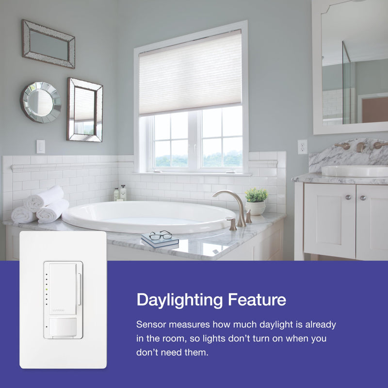 Lutron Maestro LED+ Motion Sensor/Dimmer Switch | 150W LED | Single Pole/Multi-Location | MSCL-OP153M-SW | Snow 1 Pack