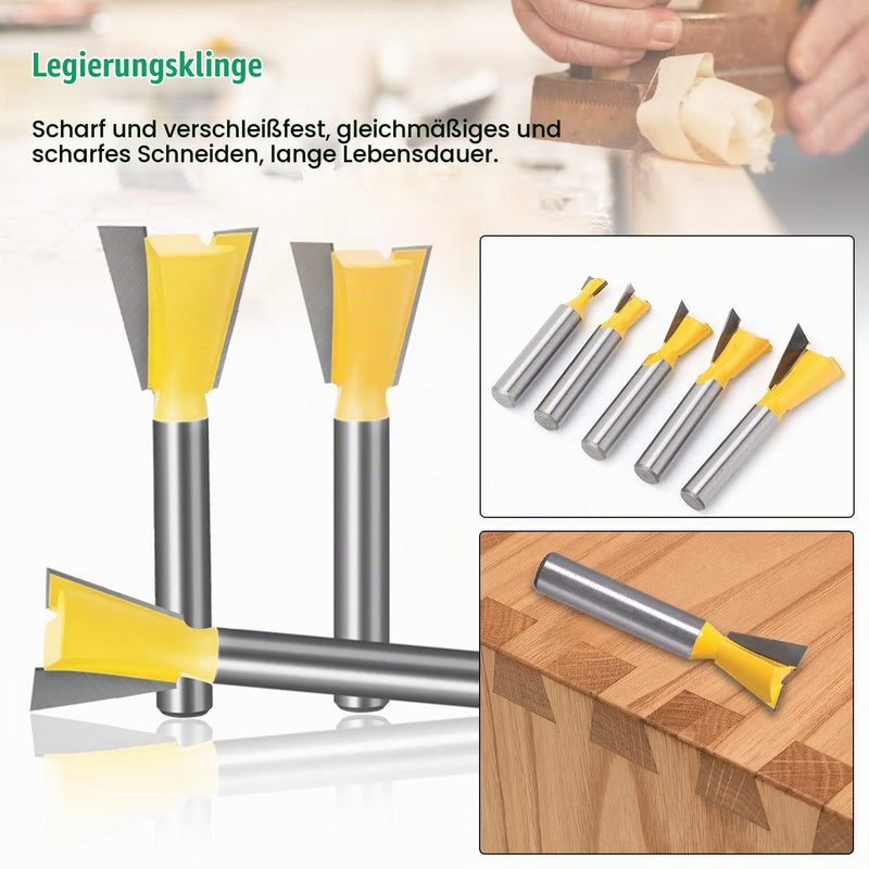 5 Piece Dovetail Face Cutter 8 mm Shank, Dovetail Cutter Set, 1/4 Inch 1/2 Inch 3/8 Inch 5/8 Inch 3/4 Inch Cutter for Router, 8 mm Shank, Milling Head for Router, Face Milling Cutter for Wood (5)