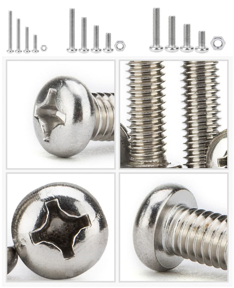 [Australia - AusPower] - 480Pcs #2-56#4-40#6-32 UNC Stainless Steel Phillips Pan Head Machine Screws Nuts Assortment Kit #2-56，#4-40，#6-32 