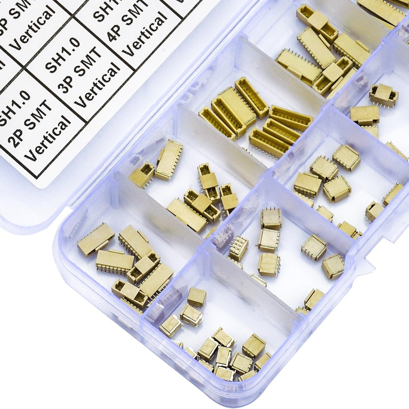 [Australia - AusPower] - JST Connector Kit, SH1.0 SMT Header Jst 1mm Pitch IC Socket Plugs Adapter, JST-SH 2/3/4/5/6/7/8/9/10/12Pin SMT Header Surface Mount Mounting Top Type Vertical Header (SH1.0-SMT-Ver) JST-1.0MM-SH-SMT-Vertical Header 