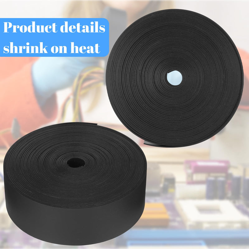 [Australia - AusPower] - 1 Inch Heat Shrink Tape Electrical Roll Black Shrink Wrap Tape Electrical Heat Shrink Tubing Activates Upon Heating Melts and Seals 1 Inch 