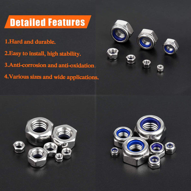 [Australia - AusPower] - 100 Pieces M5 x 0.8mm Nylon Insert Hex Lock Nuts, 304 Stainless Steel (18-8) Locknuts, Coarse Thread ?M5 x 0.8mm (100 PCS) 