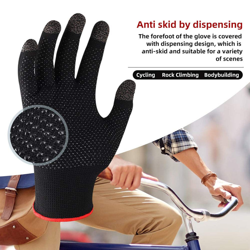 [Australia - AusPower] - Game Gloves, Anti-Sweat Breathable, Touch Finger Gaming Glove for Highly Sensitive Nano-Silver Fiber Material, Dot Silica Gel Palm Non-Slip Design, Support Almost All Mobile Gaming 