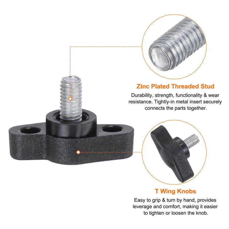 [Australia - AusPower] - HARFINGTON 20pcs Tee Wing Knobs Thumb Screws M5 x 8mm Standard Male Thread Plastic T Knobs Handles Hand Clamping Knobs Grip Thumbscrew, Black 