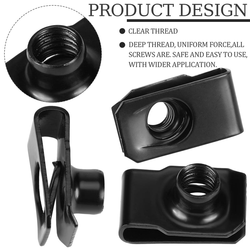 [Australia - AusPower] - 25 Pcs Extruded U Type Nuts Bumper Fender U Style Clip on Nut Extruded U Style Nuts Spring Nuts Black U Style Fasteners for Automotive Metal Fender Grill Retainer Clips(M8) M8 