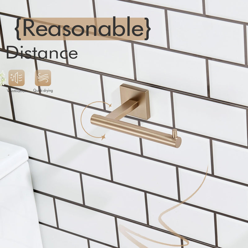 KOKOSIRI Toilet Paper Holder Champagne Bronze Toilet Roll Holder Hold Mega Rolls Kitchen Bathroom Tissue Paper Dispenser Stainless Steel, B2005CPG Horizontal