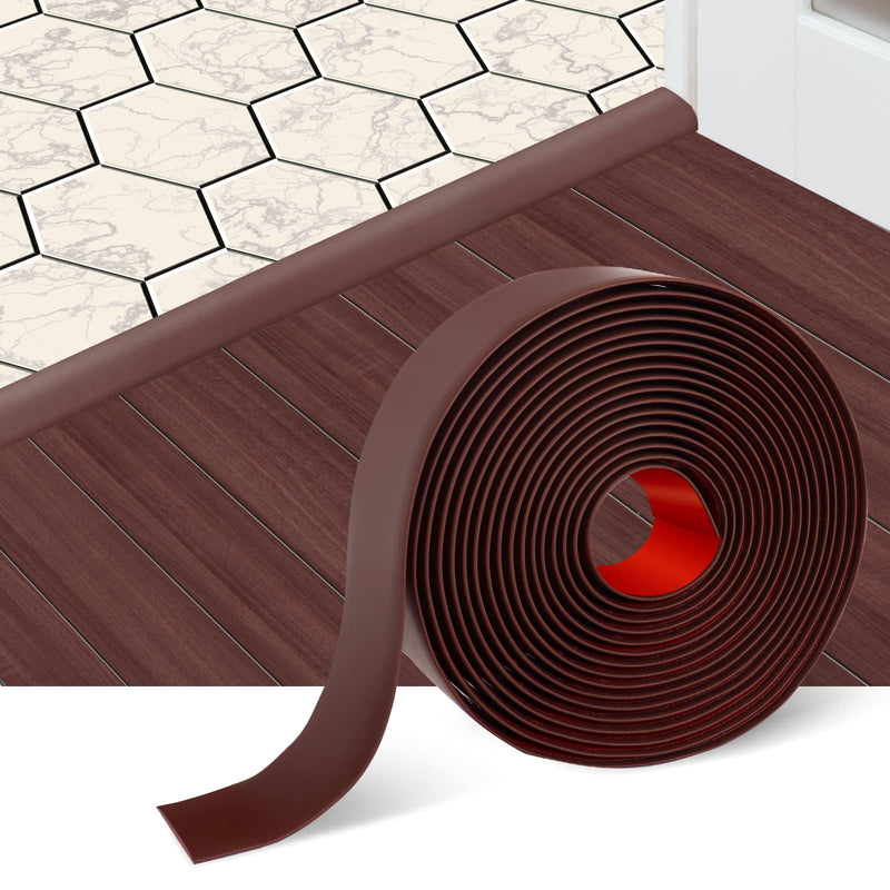 Floor Transition Strip Self Adhesive Floor Cover Strips Laminate 2" Wide Vinyl Flat Divider Transitions (5cm, 6.56Ft, Brown) 2 Inch x 6.56 Feet