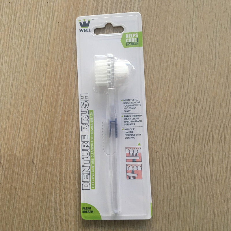 [Australia - AusPower] - ROSENICE Toothbrush for Dentures, One Instrument for Third Teeth Cleaning, Double Sided Toothbrush Pack of 3 
