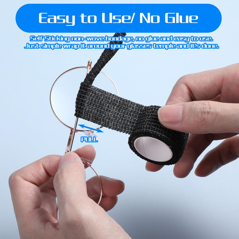 Mabor 4-Pack Glasses Ear Cushion Bandage, Anti-Slip Comfortable Ear Grippers Tape for Eyewear Arm Padding, Black