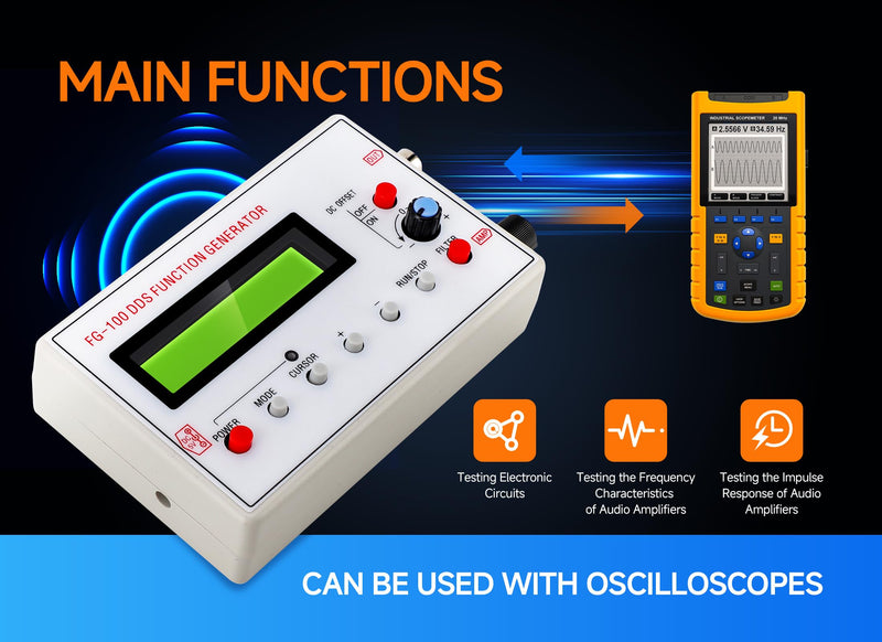 [Australia - AusPower] - FG 100 DDS Function Generator, DDS Counter, Sine Frequency 1HZ-500KHz, Counter Source Generator Meter, Used for Scan Time Calibration Coefficient of 