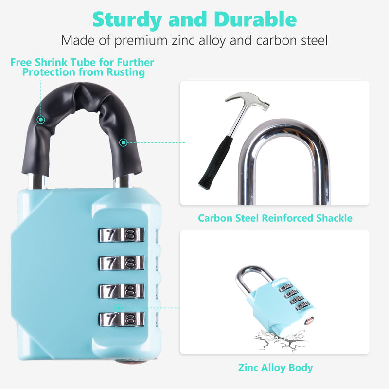 [Australia - AusPower] - CL11AS Combination Lock, 4 Digit Outdoor Combination Padlock Set Your own Combination for Gym Locker Lock, School, Gates, Doors, Toolbox, Hasps and Storage (Aqua Sky *1) Aqua Sky *1 
