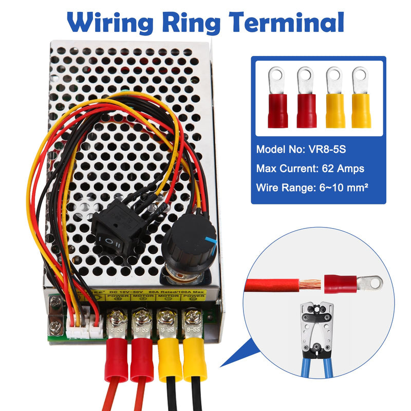 [Australia - AusPower] - Industrial Grade PWM DC Motor Speed Controller, DC 10V-50V / Rated 60A / Max 100A Industrial Grade DC Brush Motor Controller with Fuse & CW/CCW Switch & Potentiometer Knob 