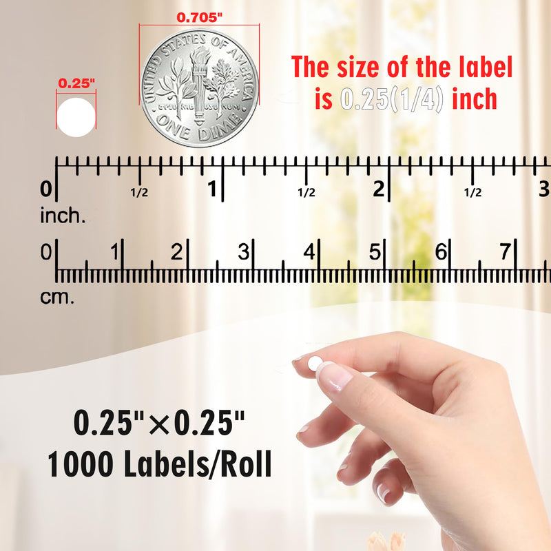 PARLAIM White Dot Stickers 1/4 Inch Permanent Color Coding Sticker Label, 1000 PCS Small Round Circle Sticker Dots Labels per Dispenser Box, White 1 Roll-1000PCS