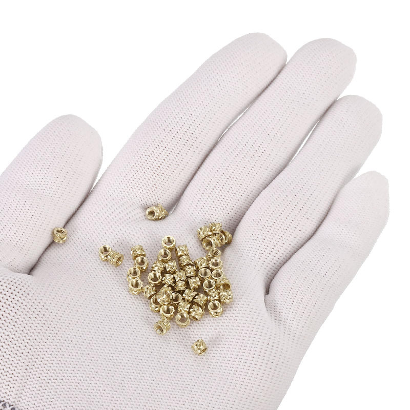 [Australia - AusPower] - uxcell Knurled Insert Nuts, 100pcs M2.5 x 3mm L x 4mm OD 3D Printing Brass Nuts Female Threaded Inserts Brass Heat Set Insert Embedment Nuts M2.5 x 3mm x 4mm 100 