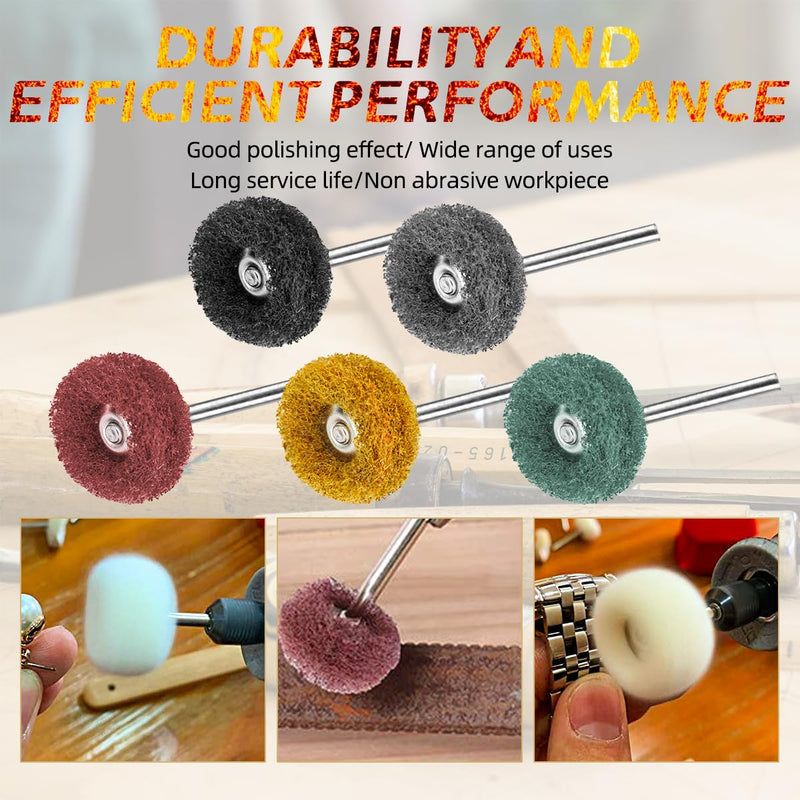 [Australia - AusPower] - 100Pcs Upgrades Abrasive Buffing Wheels,Wheels Burr for Rotary Tools-1/8(3mm) Shank,Rust Removal, Polishing.20Pcs Each Five-color set 