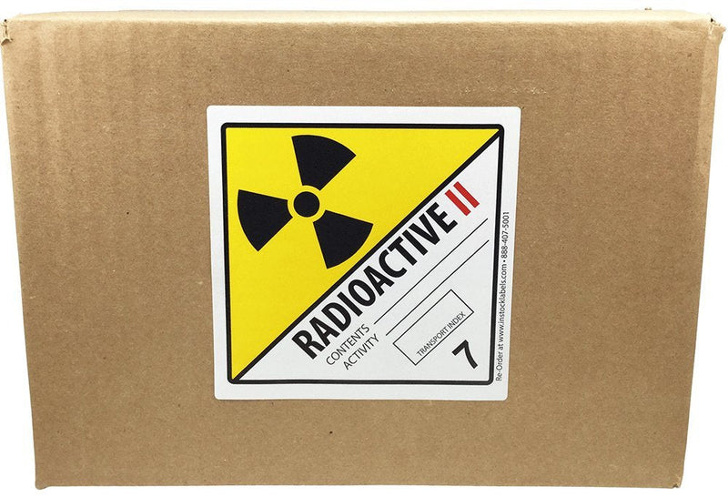 Hazard Class 7 D.O.T. Radioactive II Labels, 4 x 4 Inch Square Yellow Hazmat Stickers, 500 Total Adhesive Labels on a Roll for Shipping and Compliance – Made in the USA