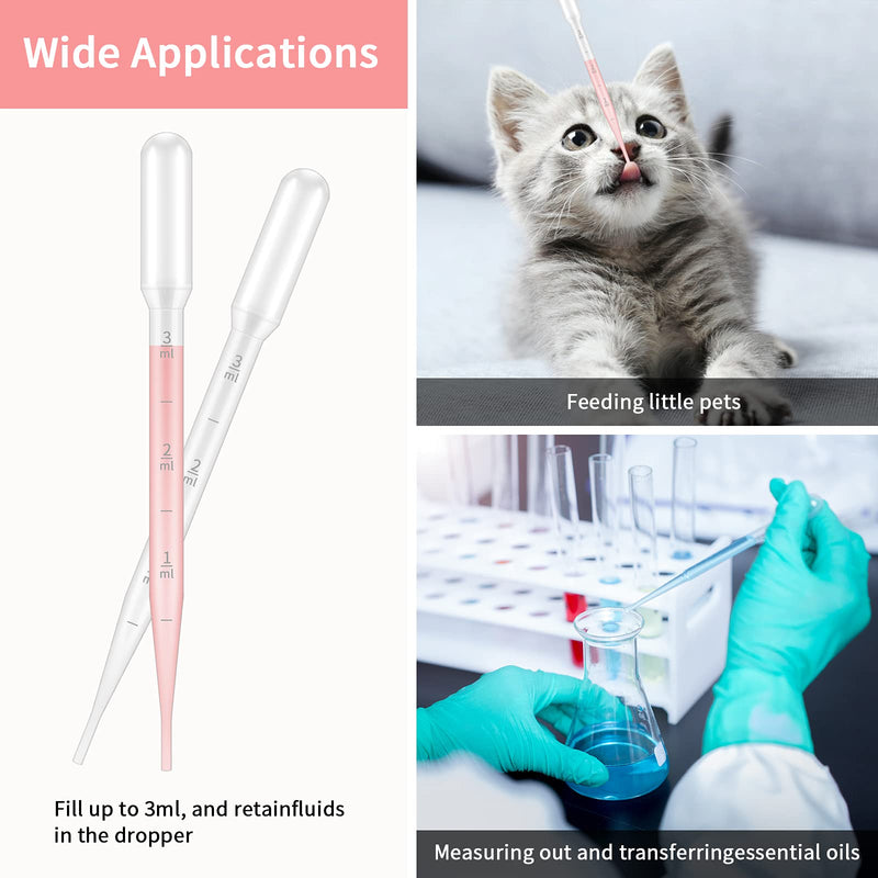 [Australia - AusPower] - G2PLUS 100PCS 3ml Disposable Plastic Essential Oils Graduated Transfer Pipettes for Science Laboratory, Experiment, Essential Oils, Make up Tool 100pcs-3ml 
