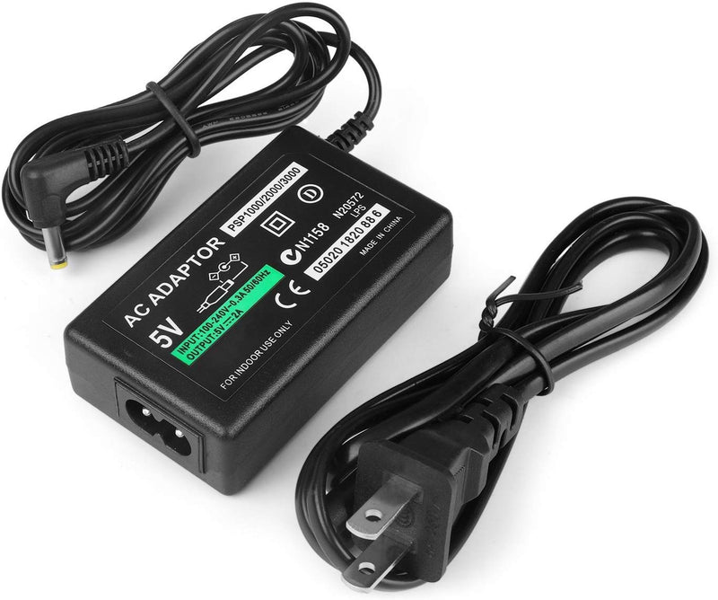 [Australia - AusPower] - 2Pcs High Capacity Rechargeable Lithium Ion Replacement Sony PSP-110 Battery + AC Adapter 5V 2A Wall Travel Power Supply Compatible for PSP 1000 Series Accessories Kit 1 