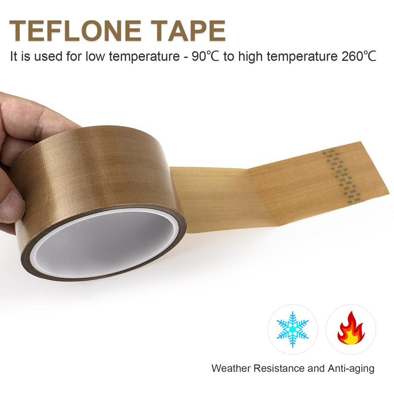 [Australia - AusPower] - BOMEI PACK Teflone PTFE Glass Cloth Tape, (2-inch x 33 Feet x 0.18mm) High Temperature PTFE Tape for Vacuum Sealer Machine, Hand Impulse Sealers Insulation PTFE Coated Fiberglass Adhesive Tape 2-inch x 33 Feet 