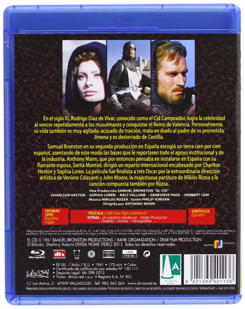 [Australia - AusPower] - El CID (Blu-Ray) (Import) Blu-ray 
                             
                            June 1, 2019 