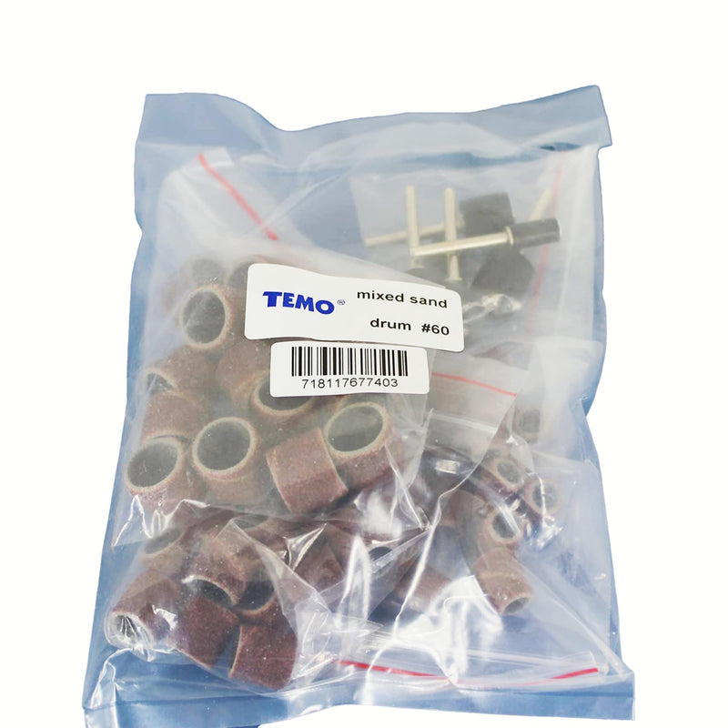 [Australia - AusPower] - TMAX 51 pc Mixed Size 1/4 Inch 3/8 Inch 1/2 Inch Sand Drum 60 Grit Coarse with 1/8 Inch Mandrels for Dremel Rotary Tools mixed #60 