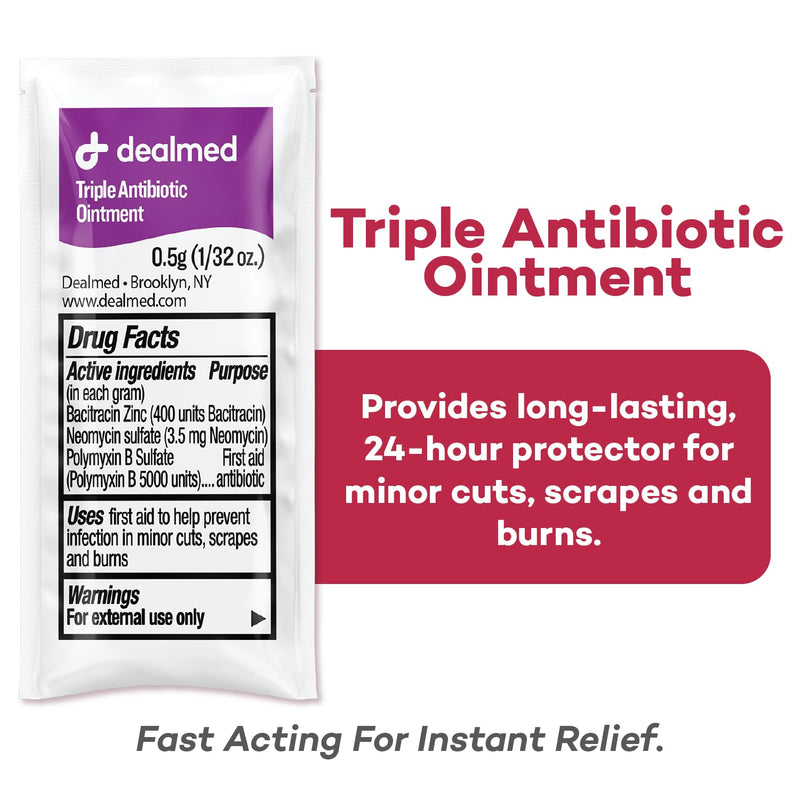[Australia - AusPower] - Dealmed Triple Antibiotic Ointment – Made in The USA, Single-Use Packets for Instant Relief from Cuts, Scrapes and Burns, 144 Packets/Box (.5g) - Pack of 1 Triple Antibiotic Box 