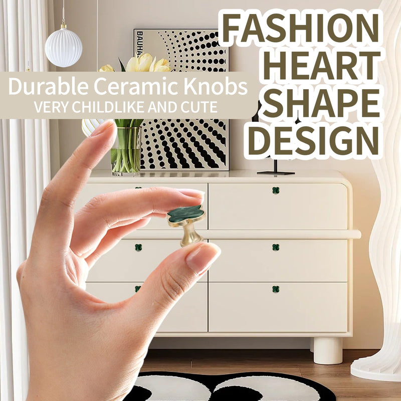 12 Pack Clover Cabinet Knobs Zinc Alloy Single Hole Pulls,Four-Leaf Clover Drawer Handles for Dresser,Wardrobe,Vanity(12pcs,Green) 12 Pack Green
